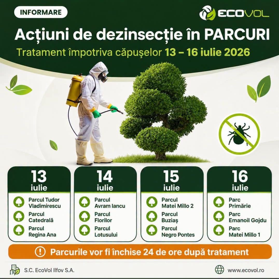 Program de dezinsecție în parcurile din oraș