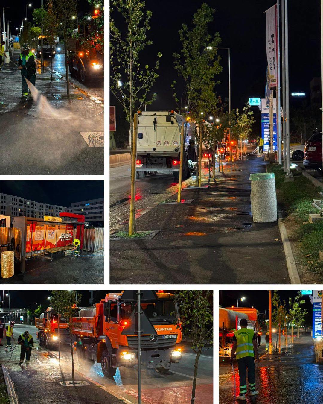 Angajații noștri desfășoară periodic acțiuni de spălare și igienizare a trotuarelor, zonelor pietonale și stațiilor de transport public din oraș.