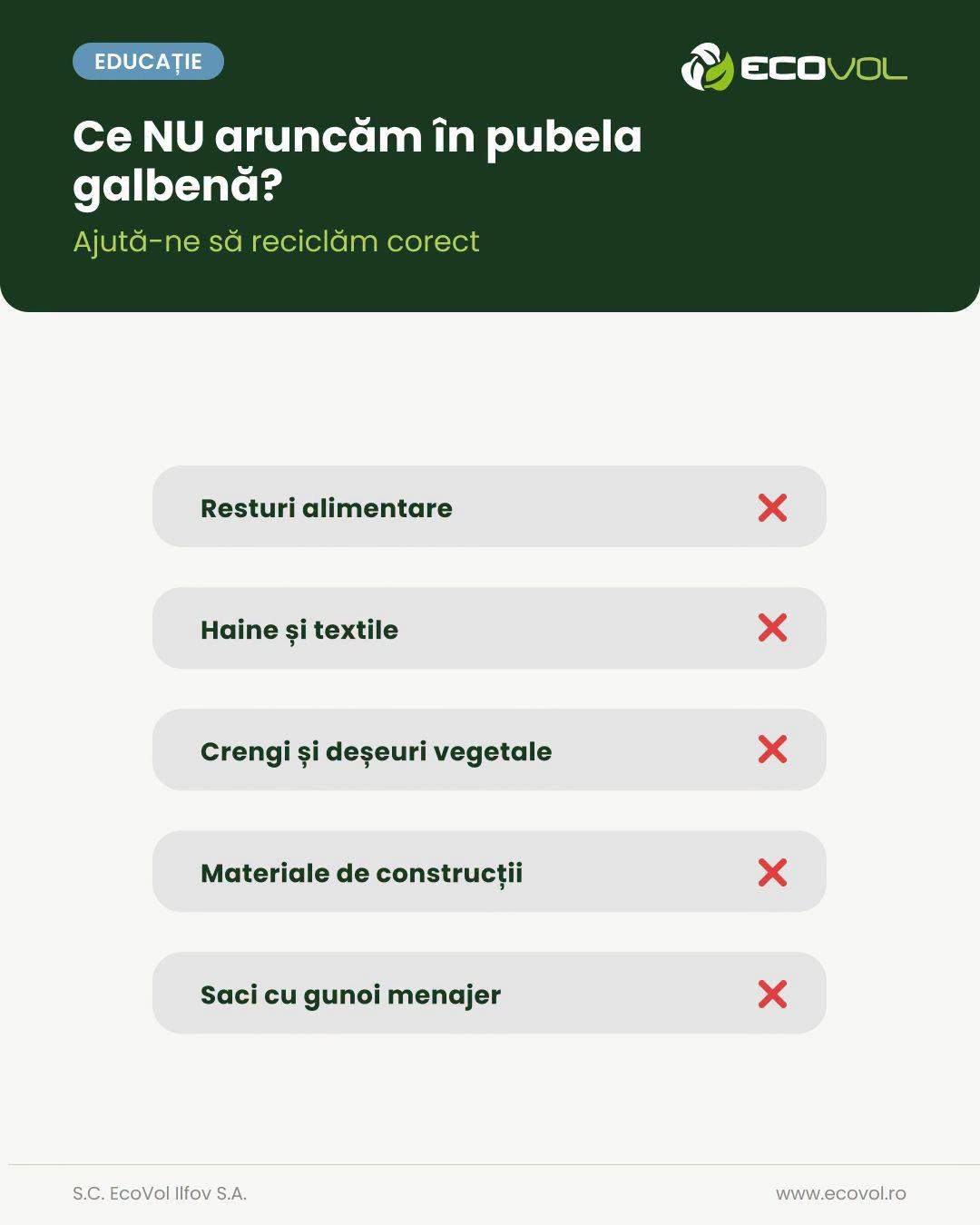 Ce nu trebuie depozitat &icirc;n pubela galbenă!