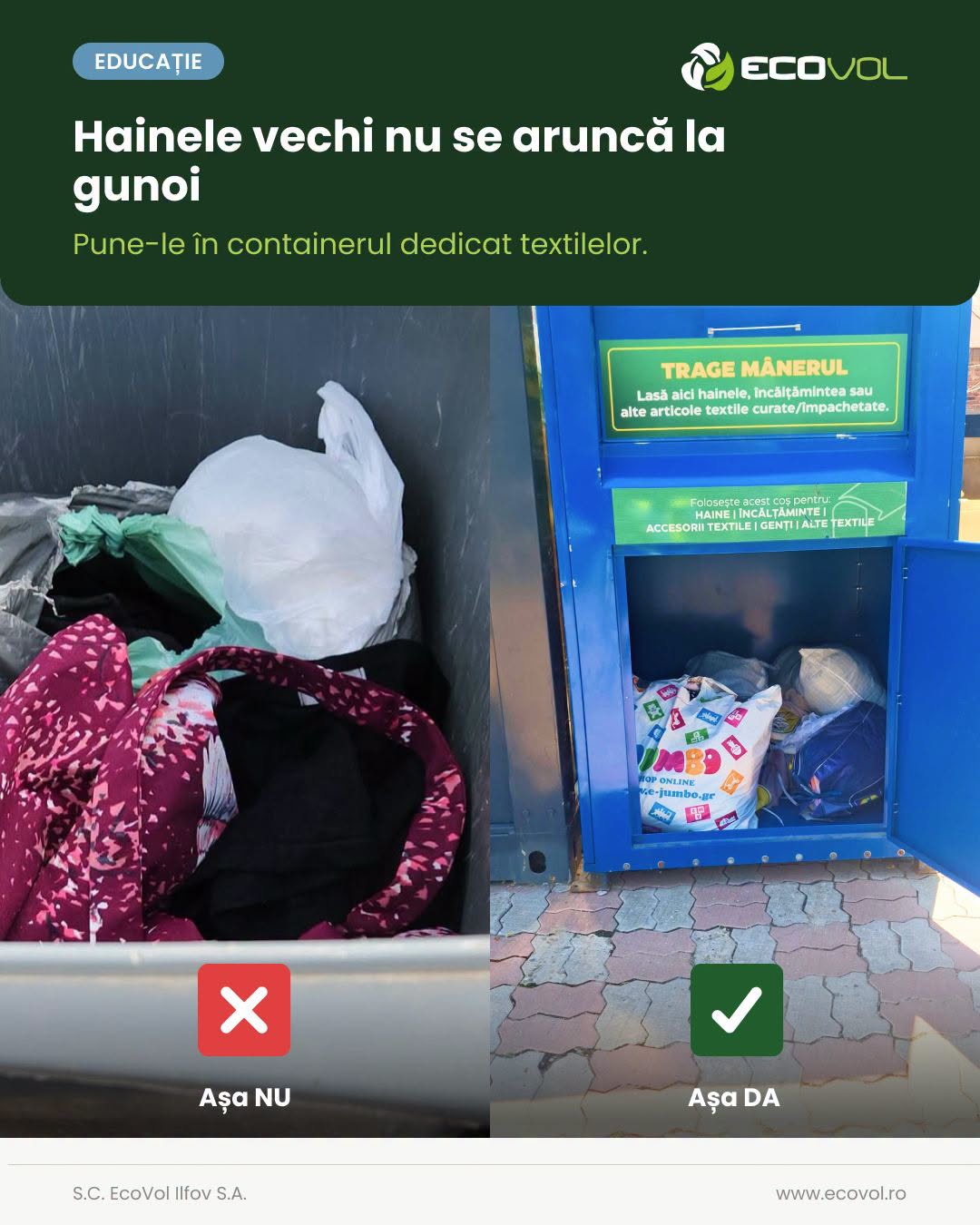 Hainele vechi nu trebuie să ajungă la gunoi.